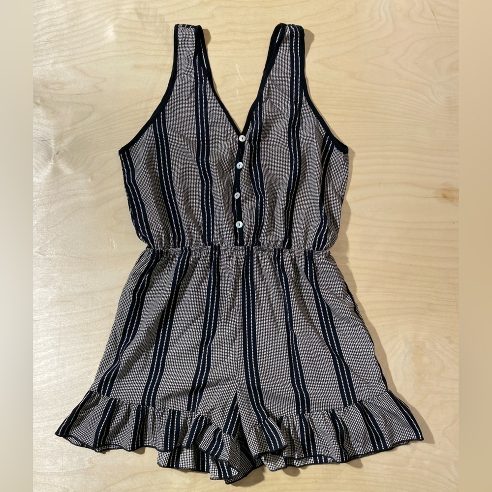 Dainty Hooligan Striped Navy and Beige  Romper Medium (MX)